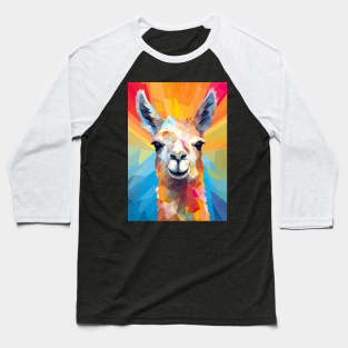 Llama Face Abstract Colorful Art Baseball T-Shirt